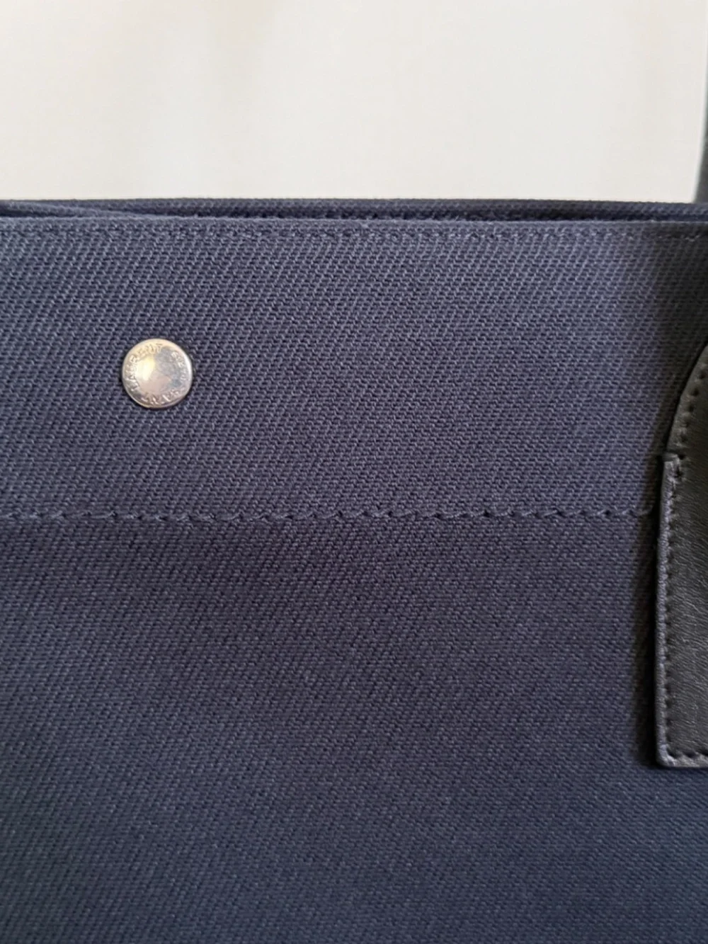 Saint Laurent YSL Rive Gauche Navy Black Canvas Logo Leather Tote Bag